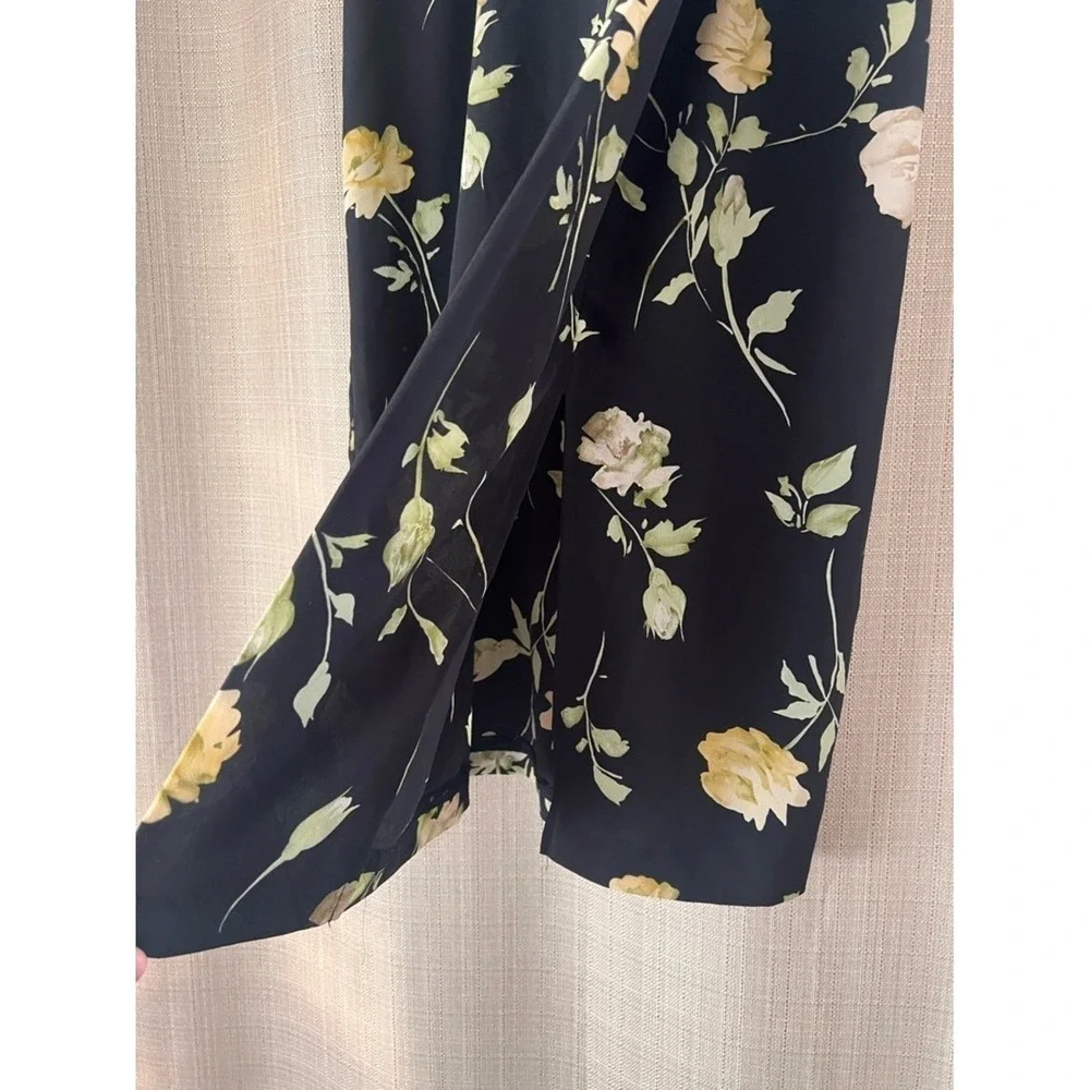 Vintage Cottagecore Savion Romantic Floral Midi Skirt Size 12 Dark‎ Academia